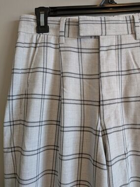 ASOS Light Gray Windowpane Plaid High-Waist Trousers